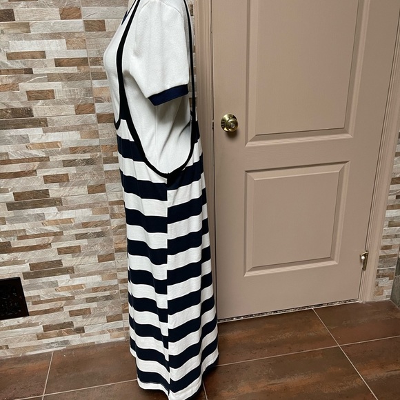 ZARA cotton dress skirt on the straps stripped Sz L & ribbed top combo Sz XL - Picture 3 of 16